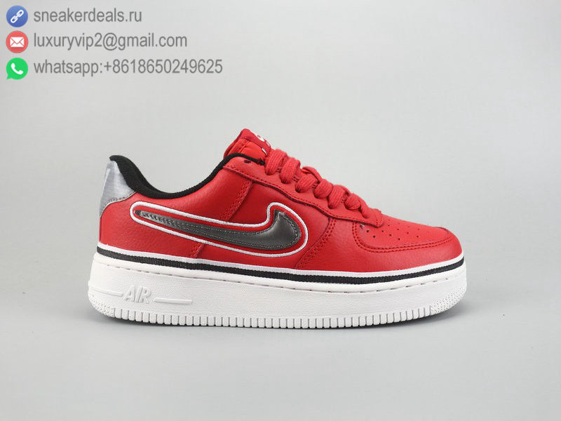 NIKE AIR FORCE 1 '07 LV8 LOW SPORT RED LEATHER MEN SKATE SHOES